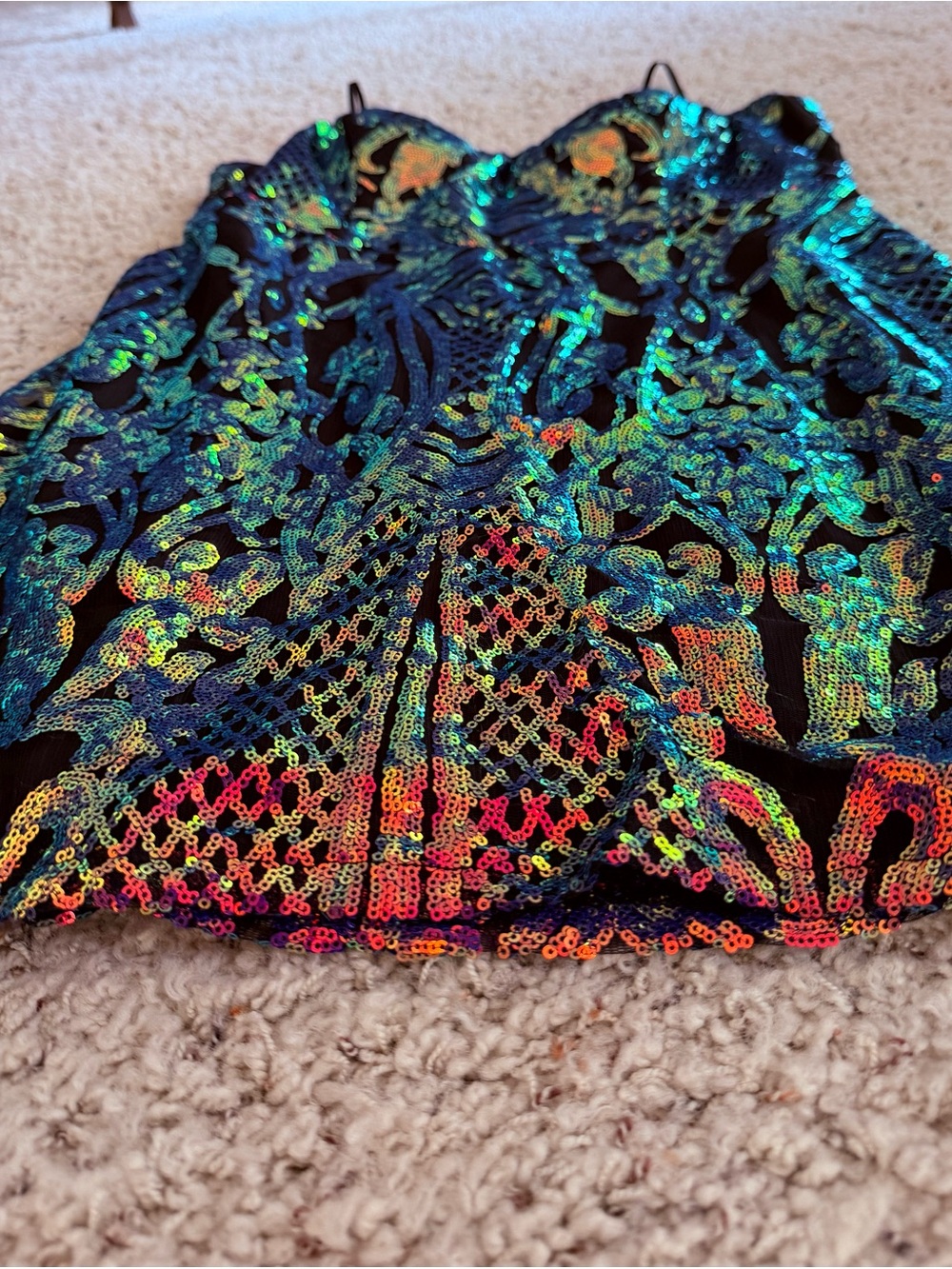 Hoco City Vibe Iridescent Rainbow Sequin Bodycon Dress Sz 17 Homecoming EUC - Picture 16 of 16